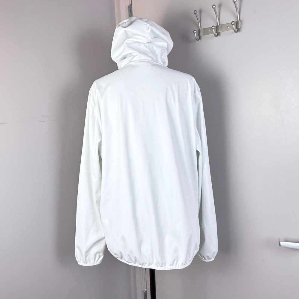 New Balance White Quarter Zip Hooded Windbreaker Jacket Reflective Logo 2XL - Picture 3 of 10